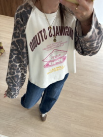 Panter baseball print longsleeve - brown