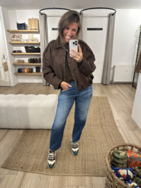 Balloon suedine jacket - dark brown