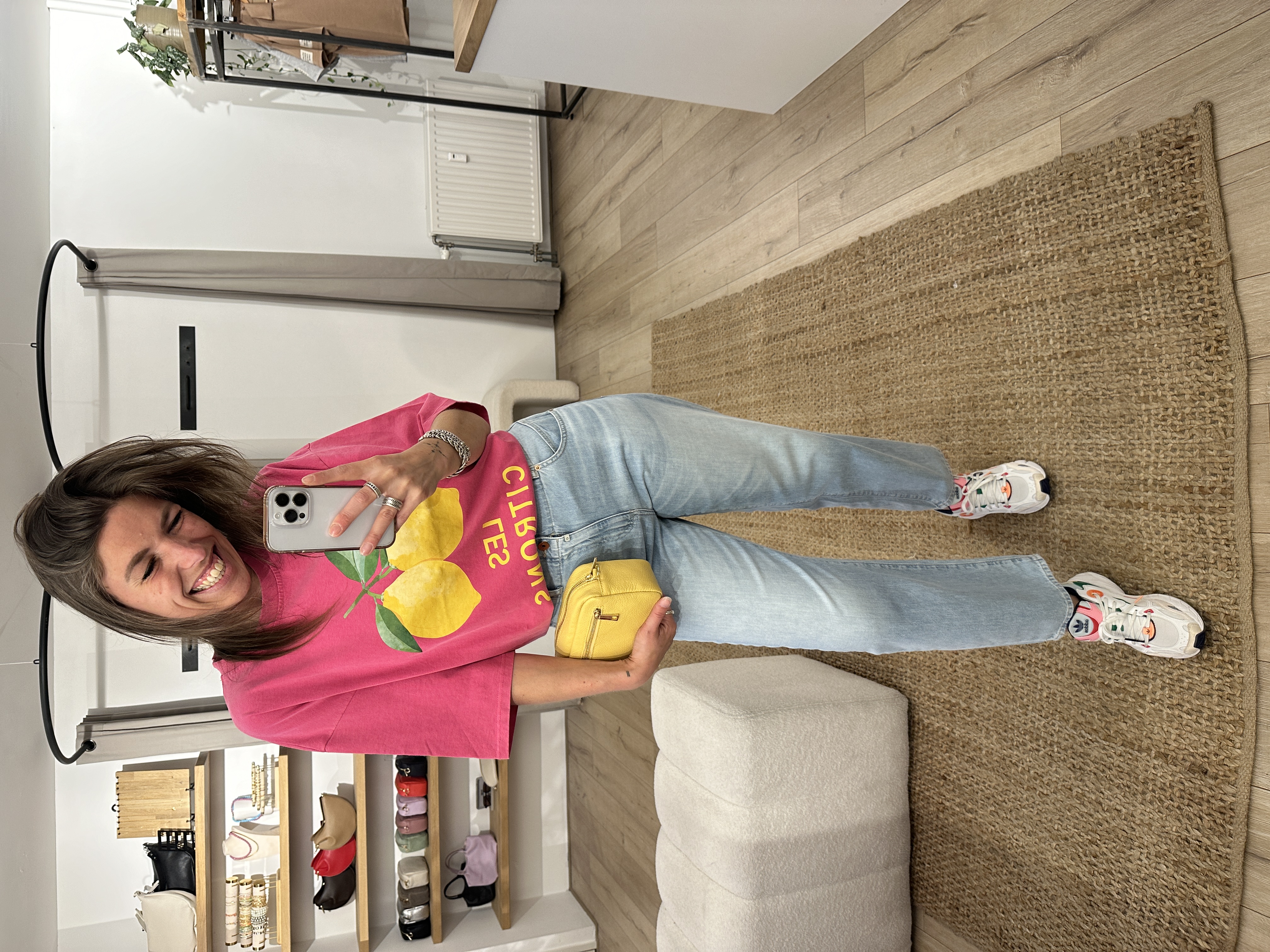 Washed citrone tee Azzurro - pink
