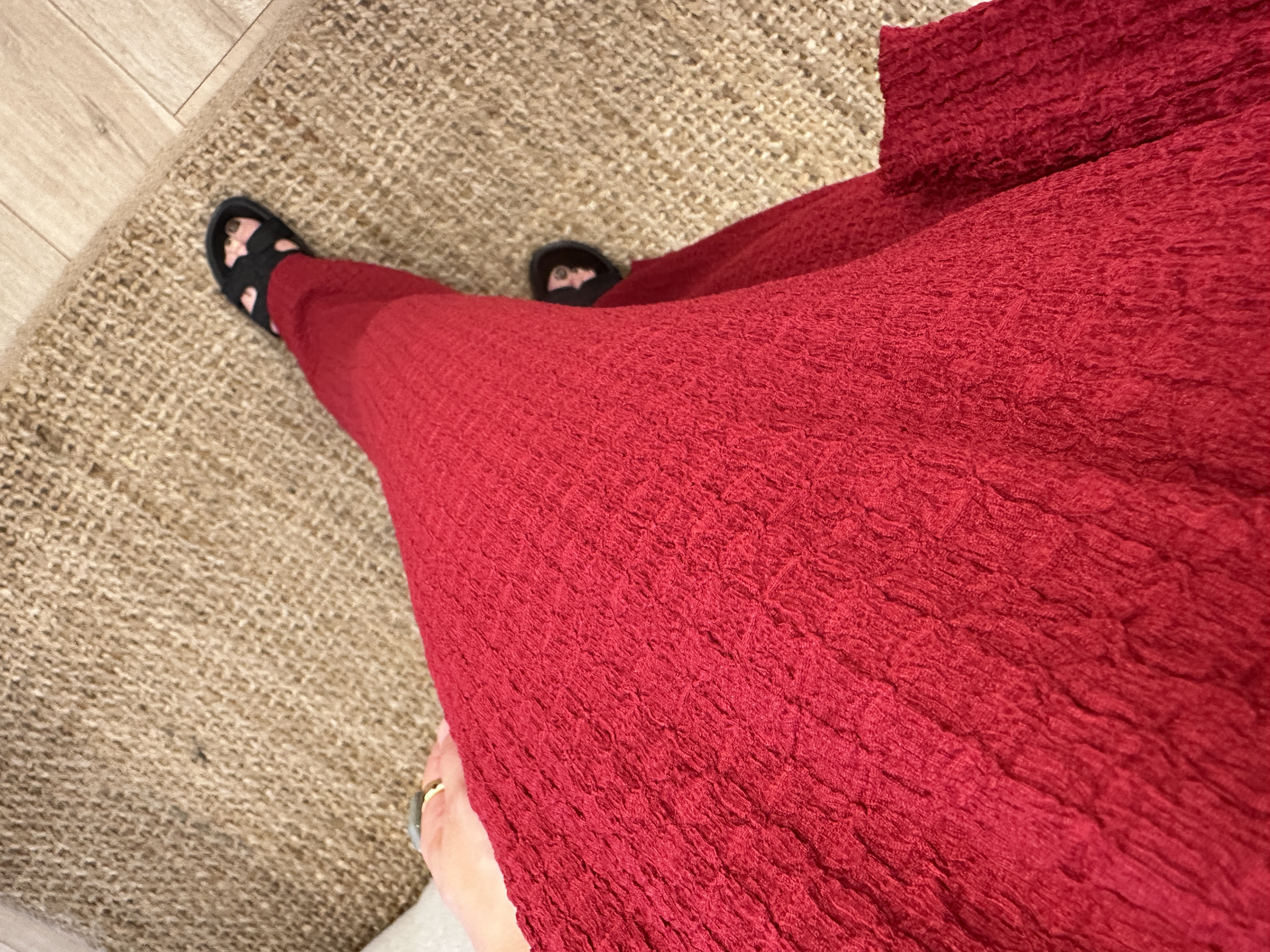 Crinkle ruffle jumpsuit Azzurro - dark red