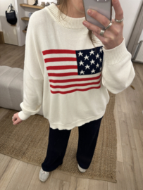 Flag knitted pull Azzurro - naturel