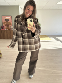 Check oversized blazer Azzurro - dark brown