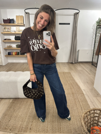 Text stud tee Ambika - dark brown