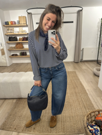 Stripe loose longsleeve Azzurro - dark blue