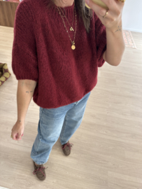 Knitted short pull Ambika - bordeaux