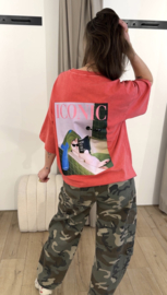 Iconic cat oversized tee - red