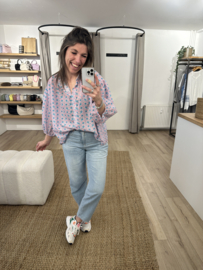 Summer wide blouse Azzurro - pink light