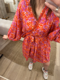 Print butterfly dress Azzurro - red