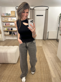 Basic top Azzurro - black
