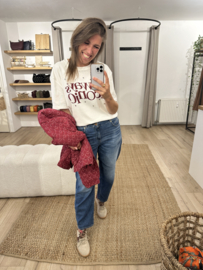 Text stud tee Ambika - white/bordeaux