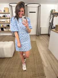Print puff dress Azzurro - blue