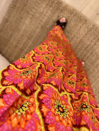 Print summer long skirt Azzurro - orange/pink