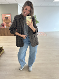 Check blazer - brown