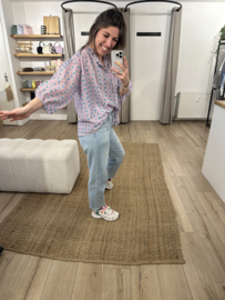 Summer wide blouse Azzurro - pink light