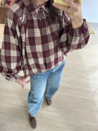 Check elastic blouse Azzurro - bordeaux