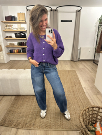 Knitted button cardigan Azzurro - purple