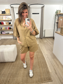 Linen puff blouse Ambika - camel