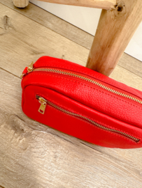 Leather classic crossbody - red