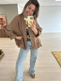 Linen blouse jacket - camel