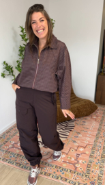 Check bomber jacket - brown/aubergine