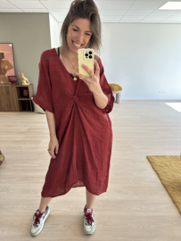 Linen knot dress - bordeaux