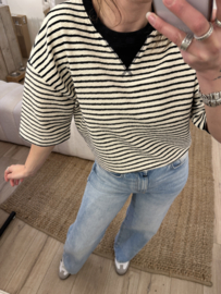 Stripe shortsleeve Azzurro - white/black