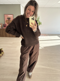 Basic knitted pull Azzurro - dark brown