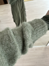 Knitted button cardigan - army green