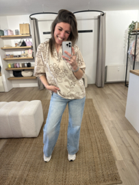 Embroidery blouse Azzurro - beige