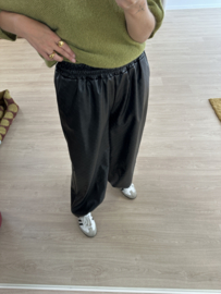 PU leather parachut pants - black
