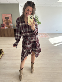Check bow blouse - bordeaux