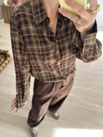 Strass check blouse Azzurro - brown