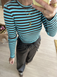Rib longsleeve Azzurro - blue/dark brown
