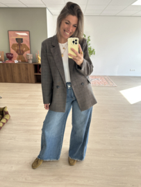 Check double breasted blazer - brown