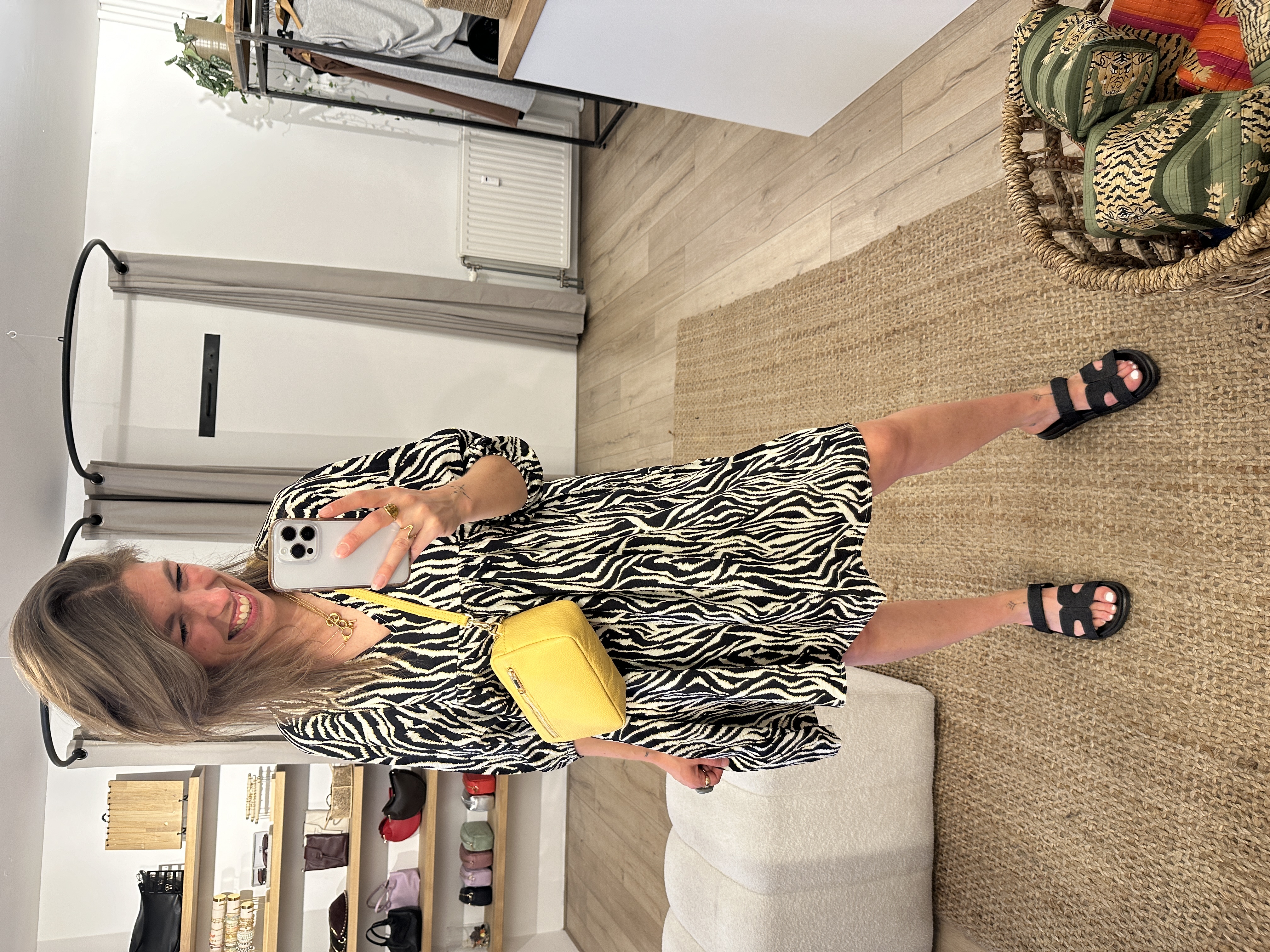 Print wide dress Azzurro - zebra