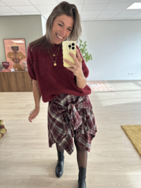 Check blouse skirt Azzurro - bordeaux