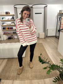 Knitted stripe pull - red