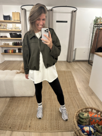 Balloon suedine jacket - army green