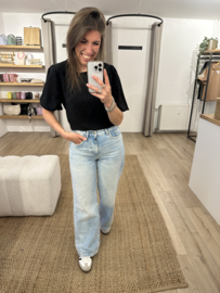 Basic puff tee Azzurro - black