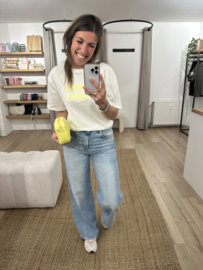 Bisous tee Ambika - white/yellow