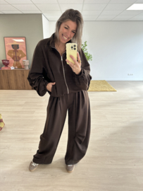 Soft zipper cord set - dark brown