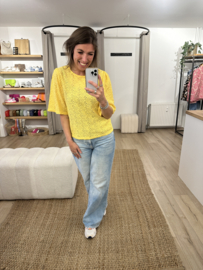 Embroidery blouse tee Azzurro - yellow