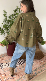 Flower oversized jacket Azzurro - army green