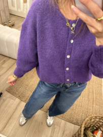 Knitted button cardigan Azzurro - purple