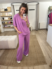 Basic V-tee Azzurro - purple
