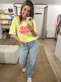 Amour stripe tee - neon yellow