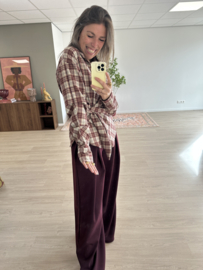 Check knot blouse Azzurro - bordeaux