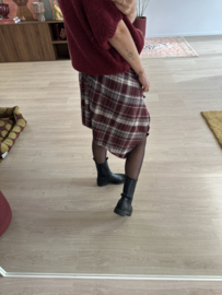 Check blouse skirt Azzurro - bordeaux