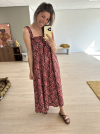 Print smog long dress - pink