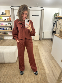 Travel pants Azzurro - dark rust brown